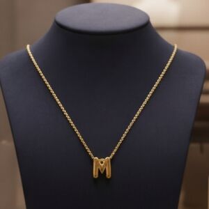 Gold M Initial Necklace